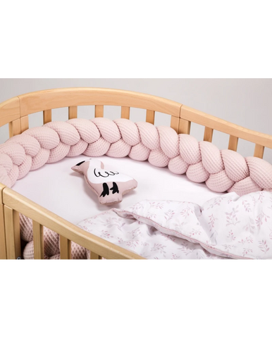 Braided Crib Bumper – Waffle Fabric 210 cm Pink