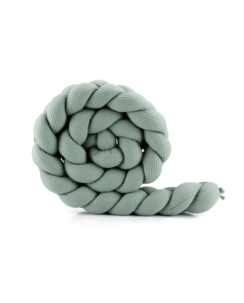 Braided Crib Bumper – Waffle Fabric 210 cm Green