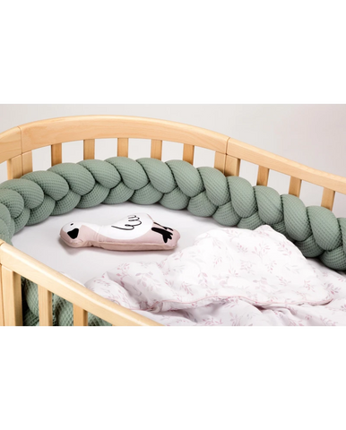 Braided Crib Bumper – Waffle Fabric 210 cm Green
