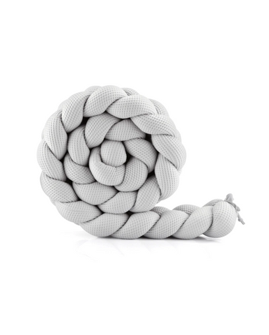 Braided Crib Bumper – Waffle Fabric 210 cm Light Grey