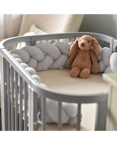 Braided Crib Bumper – Waffle Fabric 210 cm Light Grey