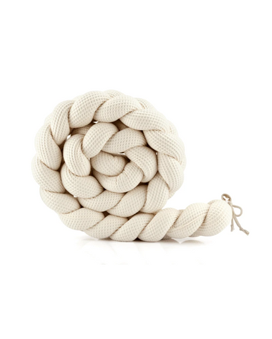 Braided Crib Bumper – Waffle Fabric 210 cm Offwhite
