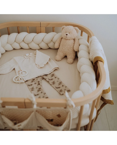 Braided Crib Bumper – Waffle Fabric 210 cm Offwhite