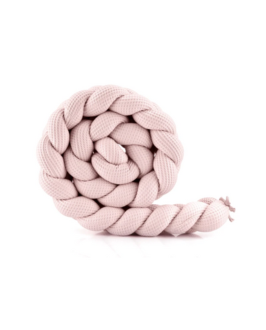 Braided Crib Bumper – Waffle Fabric 210 cm Pink