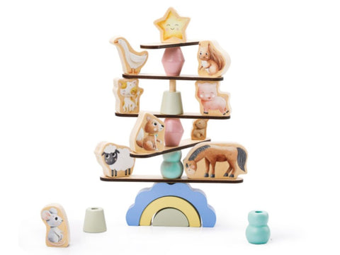 Wooden balancing game with animals