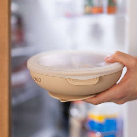 BabyOno Silicone Suction Plate with Lid and 3 Compartments