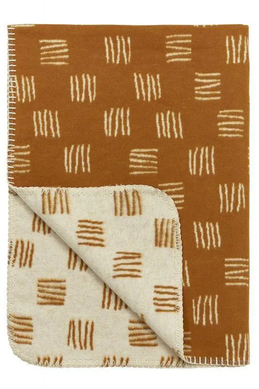 Meyco - Crib Blanket Flanel Block Stripe - Camel/Offwhite - Mari Kali Stores Cyprus