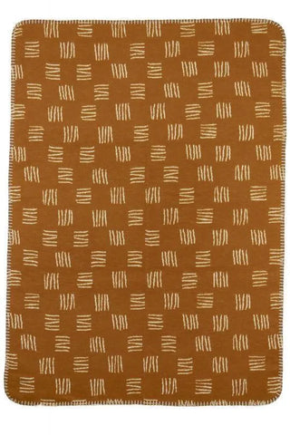 Meyco - Crib Blanket Flanel Block Stripe - Camel/Offwhite - Mari Kali Stores Cyprus