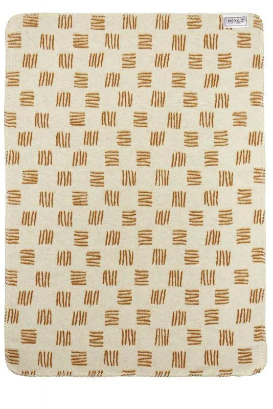 Meyco - Crib Blanket Flanel Block Stripe - Camel/Offwhite - Mari Kali Stores Cyprus