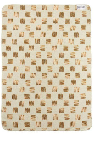 Meyco - Crib Blanket Flanel Block Stripe - Camel/Offwhite - Mari Kali Stores Cyprus