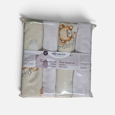 mk Collection Multipurpose Flannel Baby Sheet/Hospital Swaddle Winter  (6pc Set)