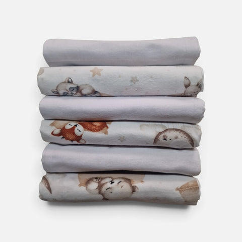 mk Collection Multipurpose Flannel Baby Sheet/Hospital Swaddle Winter  (6pc Set)