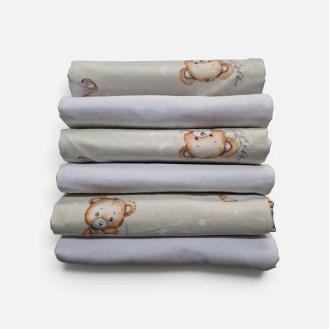 mk Collection Multipurpose Flannel Baby Sheet/Hospital Swaddle Winter  (6pc Set)