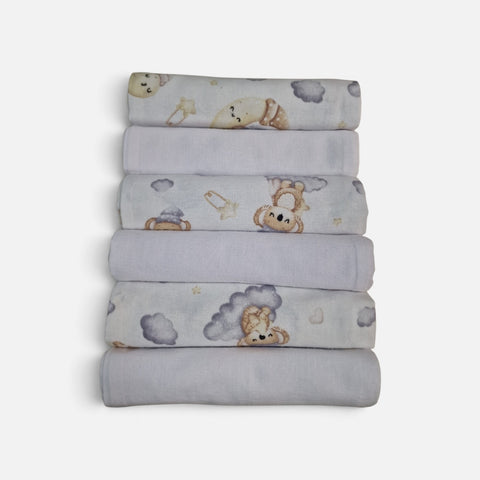 mk Collection Multipurpose Flannel Baby Sheet/Hospital Swaddle Winter  (6pc Set)
