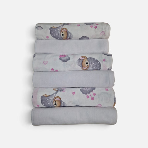 mk Collection Multipurpose Flannel Baby Sheet/Hospital Swaddle Winter  (6pc Set)