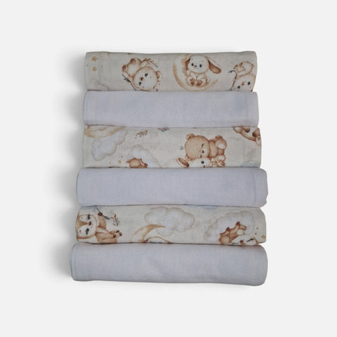 mk Collection Multipurpose Flannel Baby Sheet/Hospital Swaddle Winter  (6pc Set)