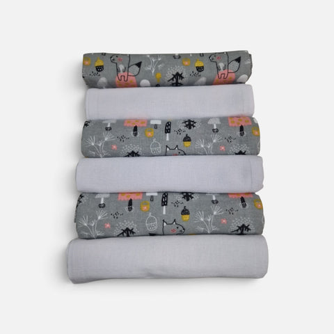 mk Collection Multipurpose Flannel Baby Sheet/Hospital Swaddle Winter  (6pc Set)