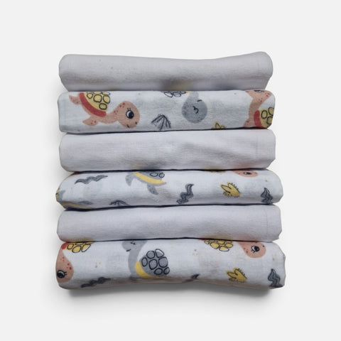 mk Collection Multipurpose Flannel Baby Sheet/Hospital Swaddle Winter  (6pc Set)
