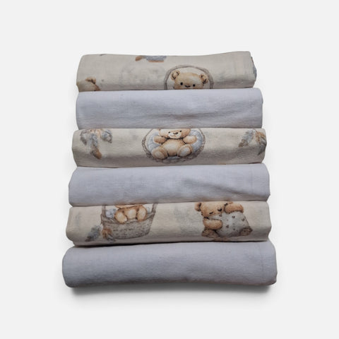 mk Collection Multipurpose Flannel Baby Sheet/Hospital Swaddle Winter  (6pc Set)