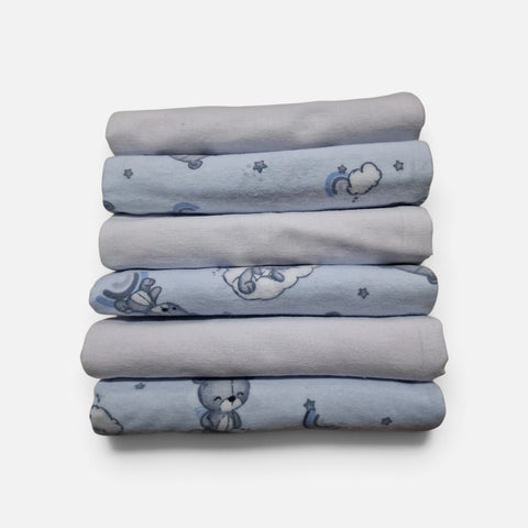 mk Collection Multipurpose Flannel Baby Sheet/Hospital Swaddle Winter  (6pc Set)