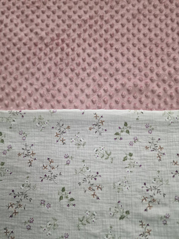 Mk Collection Cozy Double sided Baby Blanket Muslin Minky (80x110cm swaddle / 110x140cm baby bed)