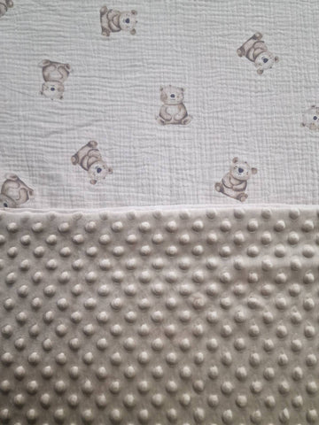 Mk Collection Cozy Double sided Baby Blanket Muslin Minky (80x110cm swaddle / 110x140cm baby bed)