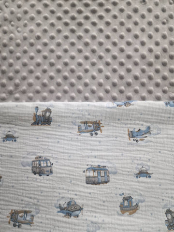 Mk Collection Cozy Double sided Baby Blanket Muslin Minky (80x110cm swaddle / 110x140cm baby bed)