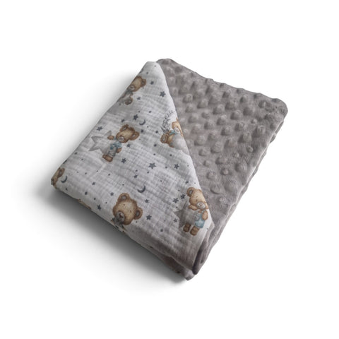 Mk Collection Cozy Double sided Baby Blanket Muslin Minky (80x110cm swaddle / 110x140cm baby bed)