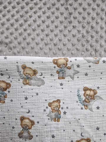 Mk Collection Cozy Double sided Baby Blanket Muslin Minky (80x110cm swaddle / 110x140cm baby bed)