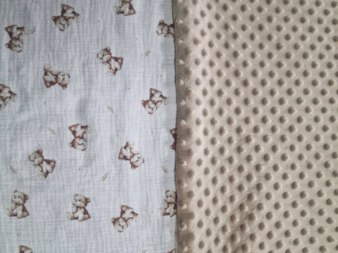 Mk Collection Cozy Double sided Baby Blanket Muslin Minky (80x110cm swaddle / 110x140cm baby bed)
