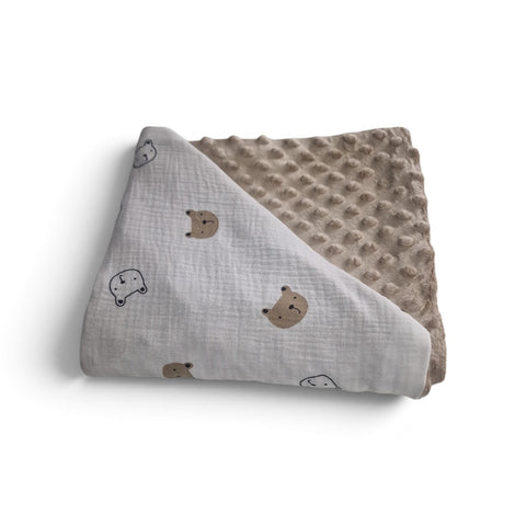 Mk Collection Cozy Double sided Baby Blanket Muslin Minky (80x110cm swaddle / 110x140cm baby bed)