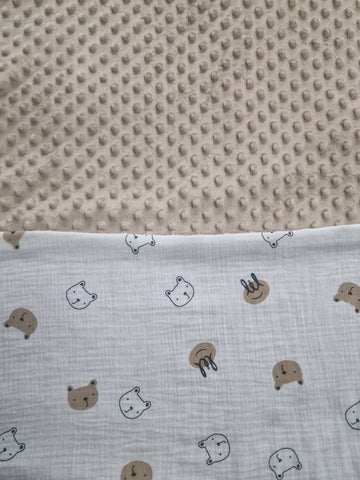 Mk Collection Cozy Double sided Baby Blanket Muslin Minky (80x110cm swaddle / 110x140cm baby bed)